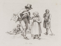 KG 08662
<br/>
Schoenenpoetser met meisje, schoffelende man en twee liggende kinderen
<br/>
<em>Marcus, Jacob Ernst (1774-1826)</em>